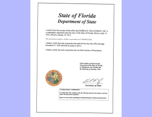 State of Florida Department of State Certification